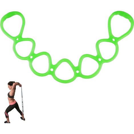 Corde élastique de tension en silicone trois couleurs, pour yoga et fitness, dos ouvert, exercices pour les bras, vert. (1/5)