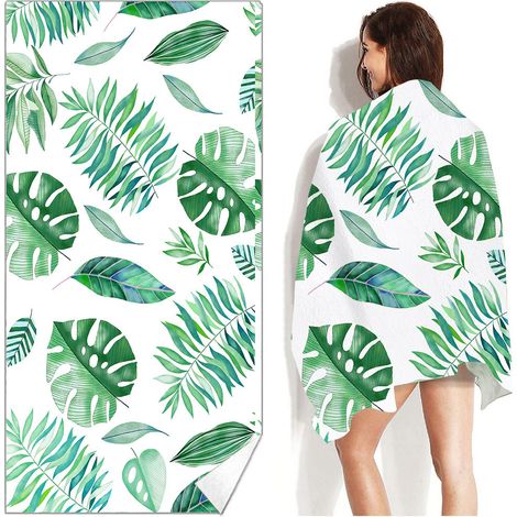 Serviette De Plage En Microfibre Double Face - 80x160 Cm - Absorbante Et Séchage Rapide - Pour Piscine Et Bain - 1 Pièce (1/5)