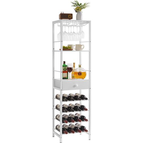 Casier à vin 3-en-1 avec tiroir et porte-verres