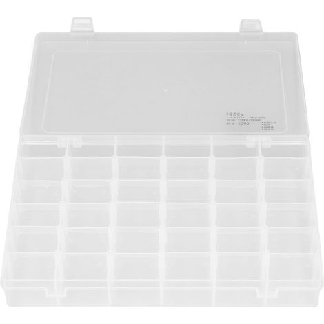 Boîte de rangement à 36 compartiments (1250), en plastique PP transparent, pour composants électroniques. (1/5)