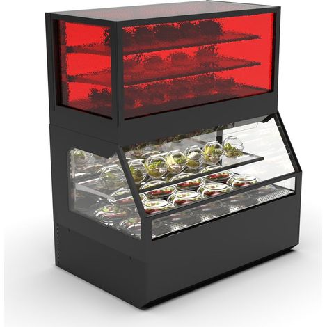 Vitrine Murale Série Integra Combi - Module Supérieur en Version Chaud et Module Inférieur en Version Froid - 3 Etagères - Sayl (1/3)