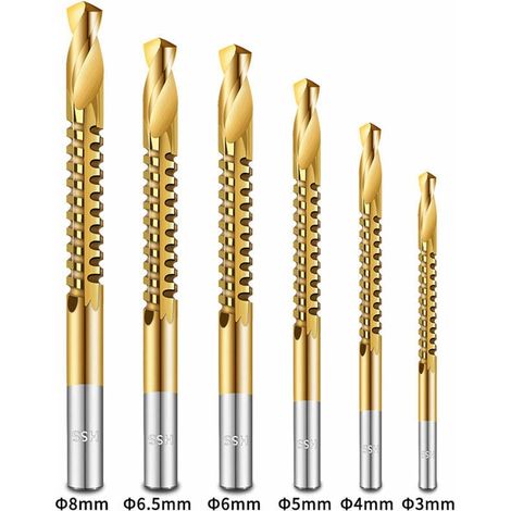 Cobalt forets spirale métrique Composite robinet foret torsion pour couper forage rainurage 6 pièces ensemble bois (1/4)