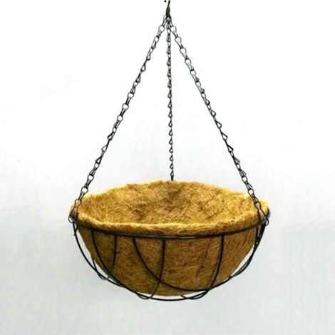 Panier Suspendu Demi-Rond pour Plantes avec Chaînes - Pot de Fleurs pour Balcon, Jardin ou Porche - Diamètre 30cm (12in)