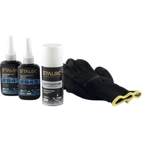 Staloc Schrauben Sicherung Set - 2x Schraubensicherung mittelfest + Aktivator bis M36, 3-teilig (1/5)