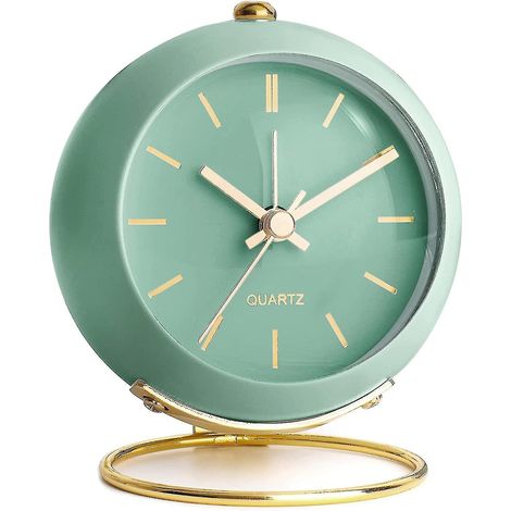 Réveil de bureau à piles avec lumière, horloge analogique rétro silencieuse sans tic-tac, bruyant et rétro (1/5)