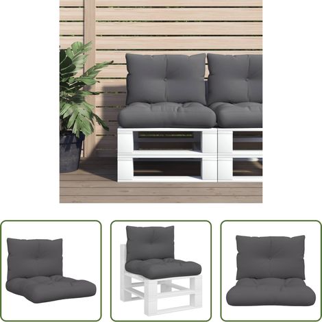 vidaXL Coussin de patio - Coussins de palette lot de 2 anthracite tissu (1/5)