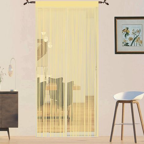 1 Rideau Anti Mouches, Coupe-Fil Beige, 90x200 Cm, Pour Porte Fenêtre Et Décoration Intérieure
