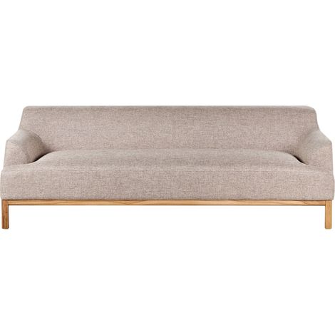 Elegante divano a 3 posti in tessuto poliestere gambe in legno soggiorno marrone chiaro Sosjo