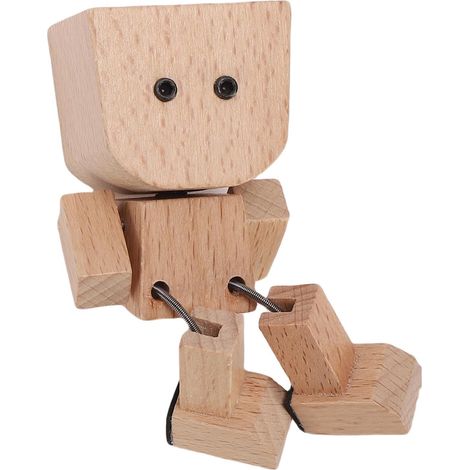 Figurine d'homme en Bois Tremblant – Jouet de Bureau à Jambe Pivotante Magnétique avec 12 Expressions Interchangeables, Décoration de Tableau de Bord de Voiture en Bois de Hêtre pour Bureau, (1/4)