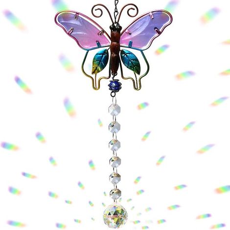 Set di 2 acchiappasole, decorazione per finestre senza foratura, acchiappasole in cristallo per finestre e interni, colori arcobaleno (1/5)