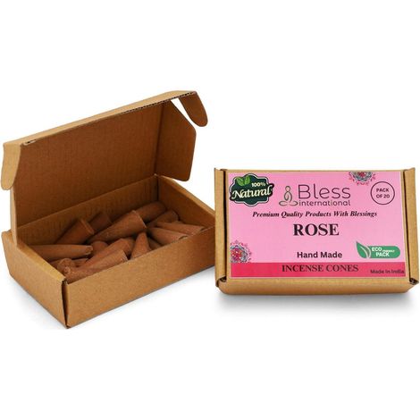Räucherkegel Rose Handgetaucht Bio Chemiefrei Rose Pack Of 20 Cones (1/5)