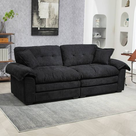 Canapé chenille 213 cm coussins mémoire ressorts – canapé confortable petit salon appartement bureau (1/5)