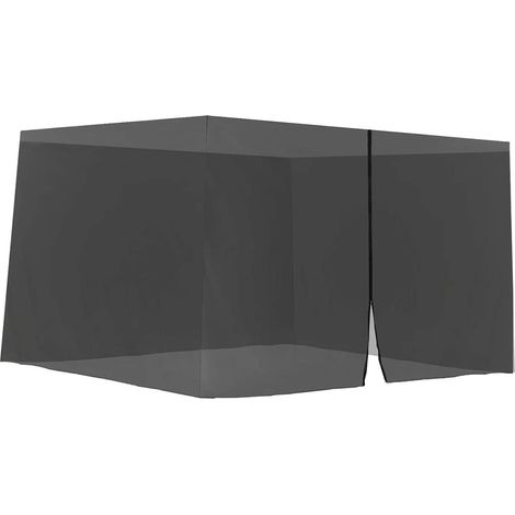 Moskitonetz für 3 x 3 Pavillon, mit Reißverschluss und Klettbänder, Schwarz