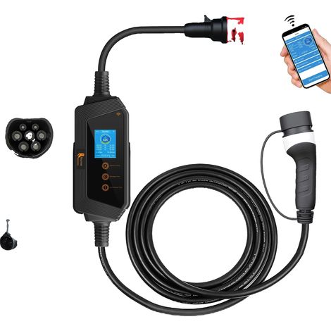 Chargeur EV Portable, Contrôle Wi-Fi, Design Multi-Fonction, 22KW APP PAS d'adaptateur (1/2)