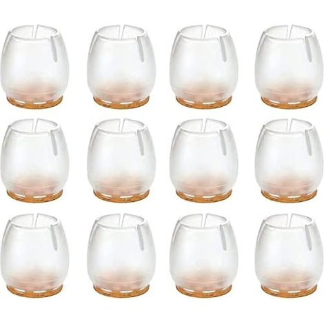 Lot de 12 protections en silicone pour pieds de chaises, meubles, tables et sols, contre les rayures, pour pieds ronds de 26 à 31 mm. (1/5)