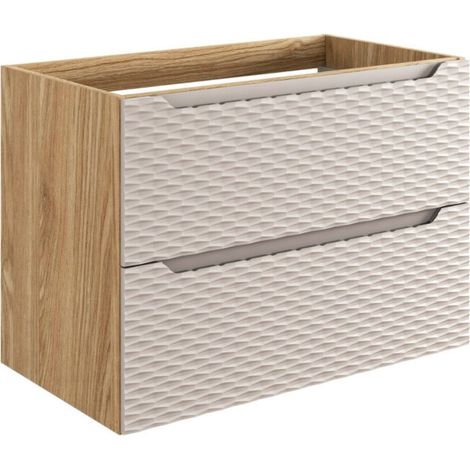 Möbelwaschtisch YOKA – Beige und helles Eichenholz 80 cm