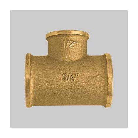 RACCORDO A TEE RIDOTTO AL CENTRO OTTONE GIALLO - 1" x 1/2 x 1"