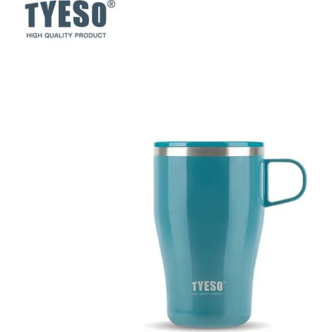 (Bleu, 500 ml) Mug à café isotherme en acier inoxydable avec poignée, portable, convient aux boissons chaudes et froides. (1/2)