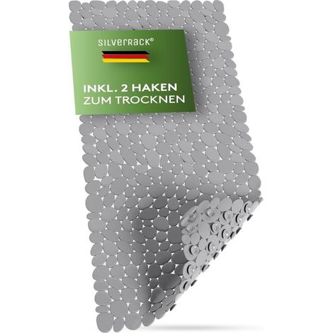 Tapis de bain sans (gris foncé - aspect galets) – Tapis de bain antidérapant 88 x 40 cm – Tapis de douche antidérapant pour maintien sûr dans la baignoire