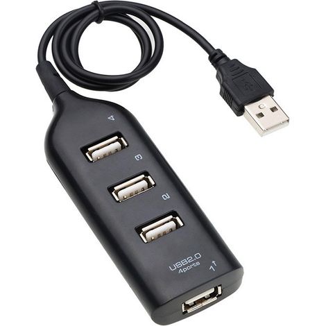 USB 2.0 Hub mit 4 Ports, Schwarz (1/3)