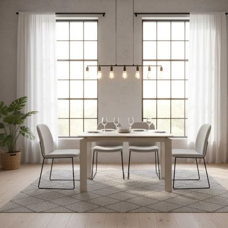 Function, Tavolo allungabile con top in Vetro Tortora (80cm X 120/170cm H. 75cm)  Duzzle (1/4)
