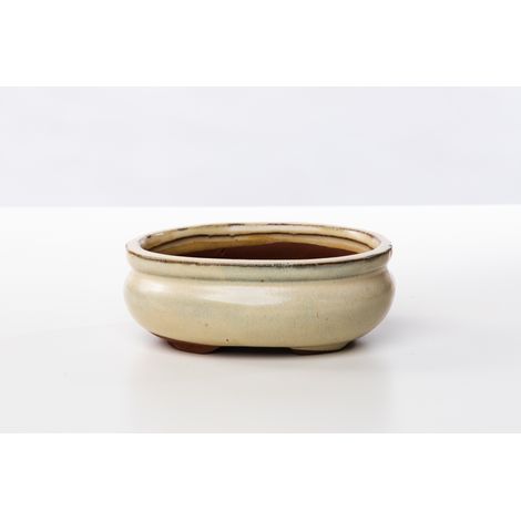 Vaso bonsai smaltato ovale cm. 14 Avorio (1/2)