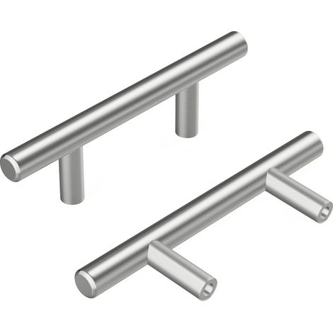 Tiradores redondos para armarios, puertas y cajones, distancia entre orificios de 64 mm, color plata, 2 unidades. (1/5)