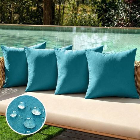Set di 4 fodere impermeabili per cuscini da esterno，realizzate in finta poliestere e lino，federe decorative per giardino，blu royal，3050 cm (1/5)