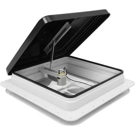 Lucarne de ventilation pour VR carrée plastique noir/blanc, puits de lumière universel pour véhicule récréatif, remplacement direct pour ouverture 1414 pouces, ventilateur à commande à un bouton anti- (1/5)