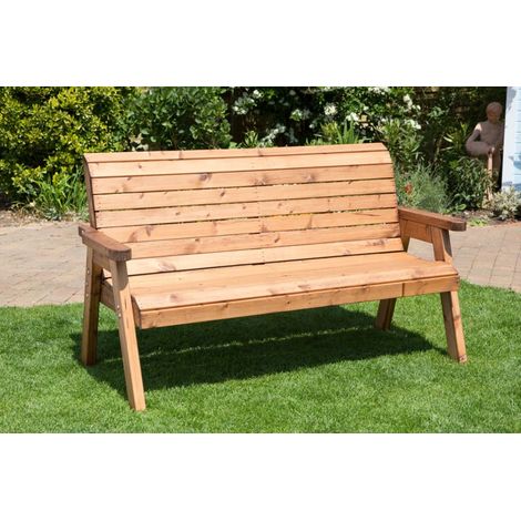 Charles Taylor Wooden Garden 3 Seater Bench Seat Armchair Traditonal Brown FP (1/3)