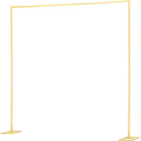 Mophorn Soporte de metal dorado para telón de fondo, 2,4 x 2,4 m, estructura resistente, ideal para bodas, cumpleaños, graduaciones, celebraciones y decoración de eventos. (1/5)