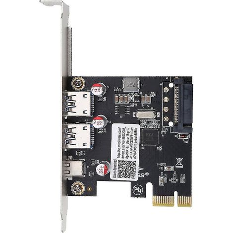 Carte d'extension PCI Express vers USB 3.1 Type-C 2 ports USB 3.0 Type-A avec connecteur SATA 15 broches (TXB055)