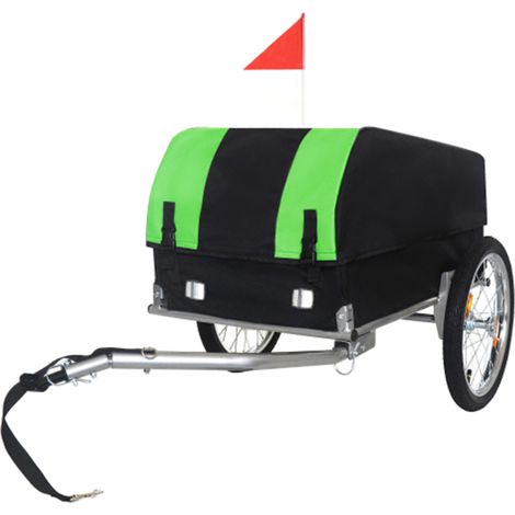 Remolque para bicicleta con funda impermeable desmontable, 40 kg, 16 pulgadas, verde (1/5)
