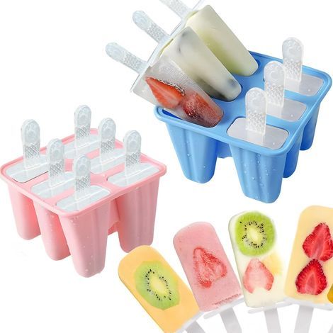 Ice Cream Mold Set of 2, Homemade Ice Cream, 12 Cavities Ice Cream Mold, Reusable Silicone Popsicle Mold for Ice Creams, Sorbets, Water Ice Mold (1/5)