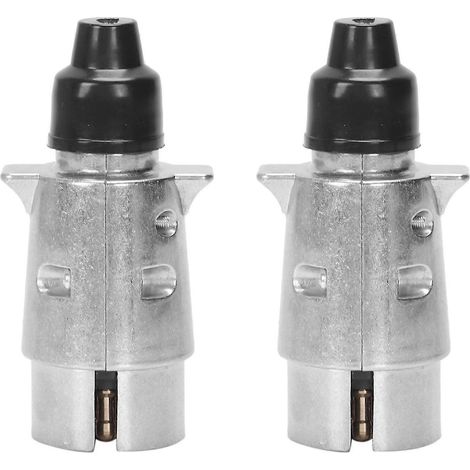2 x 7-poliger Anhängerstecker, robuster Rundstift, 7-poliger Kabelstecker, 12 V, Anhängerkupplung, Wohnwagen, LKW (1/5)