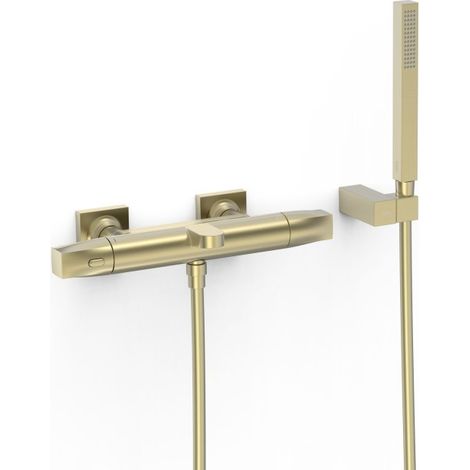 Robinet thermostatique mural pour baignoire et douche Over-wall Cava doré - TRES 19017459CA