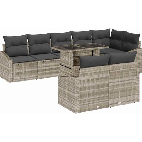 Maison Exclusive - Gartensofa-set mit Kissen 9 pcs Hellgrau Poly-