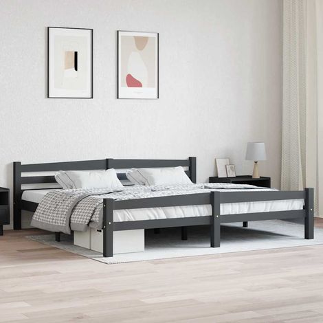 vidaXL Estructura cama sin colchón madera pino gris oscuro 200x200 cm (1/5)