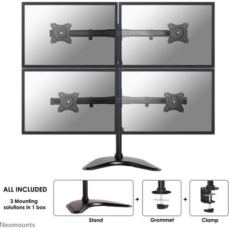 Neomounts NM-D335D4BLACK Soporte de monitor para 4 pantallas, 10-27 pulgadas, 0-8 kg/pantalla, negro (1/3)