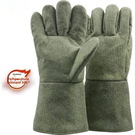 Gants en aramide résistants aux hautes températures (500D RZT-S538 36 cm) : résistants aux hautes températures (500 °C), anti-coupures, isolants thermiques, anti-brûlures, en Kevlar. (1/5)