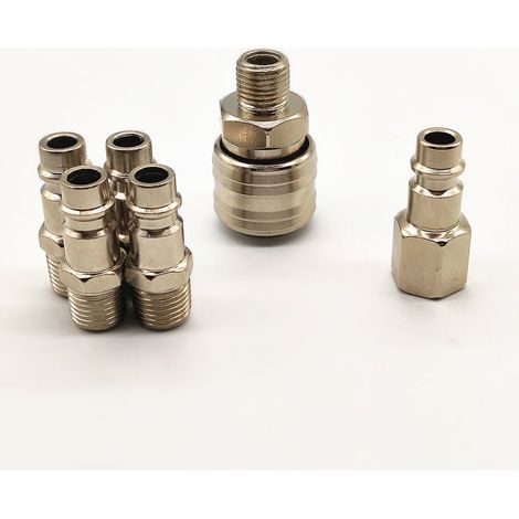 6 PCS Raccords de compresseur 1/4"BSP Raccord Rapide Pneumatique Européen Coupleur pneumatique d'air kit compresseur accessoire d'air tuyau air comprimé (1/4)