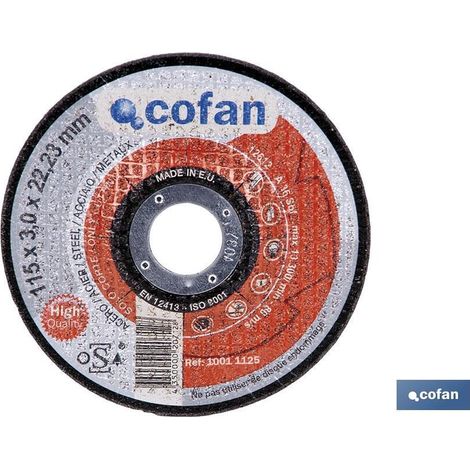 COFAN disco corte - 125x3,0x22,23 metal profes. , Discos de corte profesional (acero y hierro) para amoladora angular. CEE Certificado oSa  Grosores desde 2,5mm hasta 3,5mm. Diámet