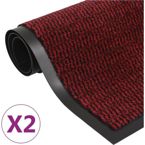 vidaXL Dust Control Mats 2 pcs Rectangular Tufted 90x150 cm Red (132716x2)