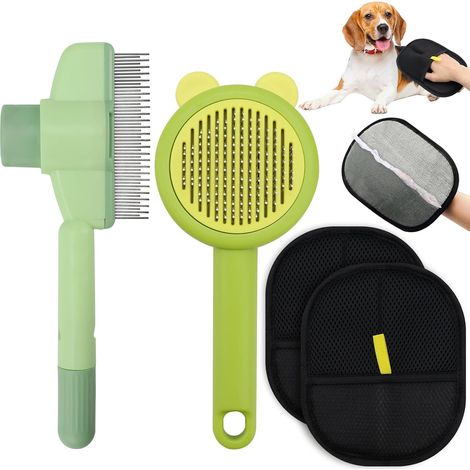Lot de 4 gants magnétiques pour fourrure + brosse à poils pour animaux de compagnie, réutilisable, élimine les peluches électrostatiques, brosse à peluches, brosse à poils d'animaux pour animaux (1/5)