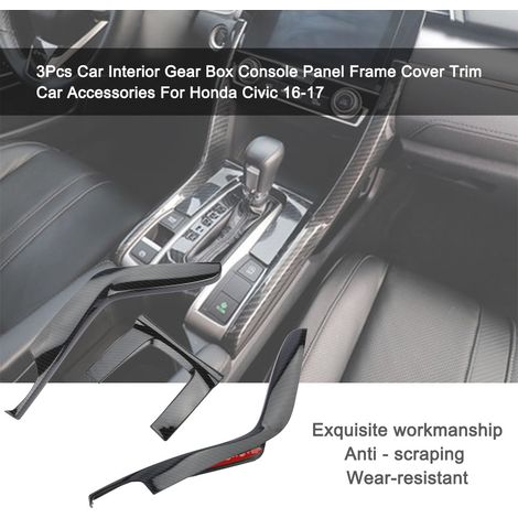 3 pièces cache cadre panneau console boîte vitesses intérieur auto accessoires pour Honda Civic 16-17 (1/5)