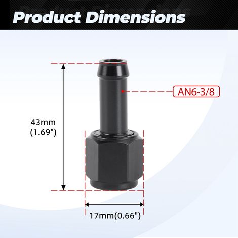 Internal threaded hose barbed fitting aluminum fuel line adapter - AN6-3/8 (1/4)
