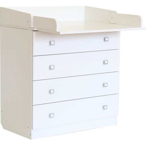 Kidsaw Kudl Kids 4 Drawer Unit 1580 With Changing Board and Storage - White