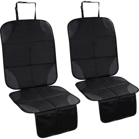 2-teiliger Autositzschutz, rutschfester Autositzschutz mit Organizer-Taschen, universeller wasserdichter Oxford-Sitzschutz für Kinder, Babys und Haustiere (Schwarz)