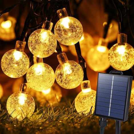 Flacchi Lumière Solaire Bulle Boule Lumière Chaîne Externe - 60 LED Blanche Chaude Extérieur Chaîne Solaire Extérieur Jardin, Terrasse, Balcon, Décoration de Fête (1/5)