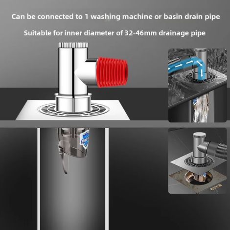 Kit de conversion universel 2 en 1 pour siphon de sol (argenté), installation rapide, drainage rapide (1/5)
